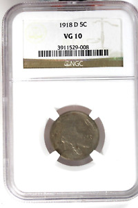 1918-D Buffalo Nickel :  PCGS VG10