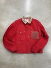 Vintage Polo Ralph Lauren Denim Trucker Jacket Large Red 90s Corduroy Collar RRL