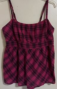 Torrid Babydoll Top 100% Cotton Women’s Size 2X Plaid Sleeveless Pre-owned