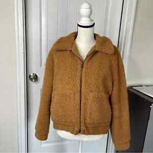 Bagatelle NEW faux shearling fuzzy teddy bear brown camel coat size medium