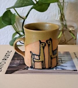 New ListingLlama Coffee Espresso Mug Handmade Pottery Signed Vintage Unique Mid Century