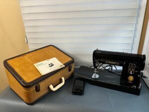 Vintage Singer 301A Slant Shank Sewing Machine With Case Clean Working