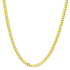 14K Yellow Gold 4mm Solid Curb Cuban Chain Link Mens Womens Necklace 20