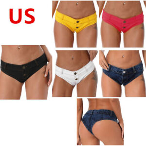 US Woman Shorts Low Rise Micro Mini Jeans Hot Pants Night Club Bottoms Underwear