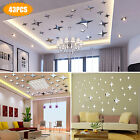 43PCS 3D Wall Stickers Home Decor DIY Art Mirror Star Decal Bedroom Removable