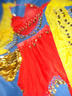 Belly Dancer Bollywood Costume -5 pc Red & Yellow with Tarnished Coins