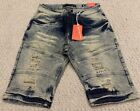 NWT Mens LV Premium Jeans #03 Vintage Blue Distressed Torn Denim Shorts ALL SIZE