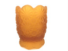New ListingToothpick Holder Vintage LE Smith Frosted Amber Glass Daisy & Button