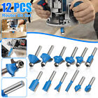 12 Pieces Tungsten Carbide Router Bits Router Bit Set 1/4” Shank for Woodworking