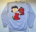 Peanuts Sweater Womens Size XS Gray Red Lucy Logo Pullover Sweatshirt