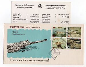 Bangladesh 1990 FDC First Day Cover WWF Crocodile alligator with Data card