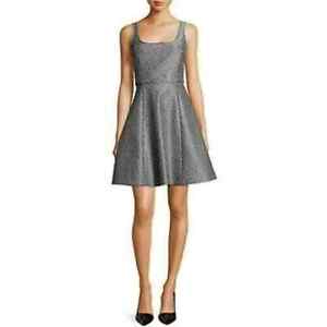 Theory Trekana LN Circuit Knit Sleeveless A-Line Fit Flare Dress Grey Mini Sz 4