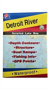 Detroit River Detailed Fishing Map, GPS Points, Waterproof, Depth Contours #L131