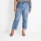 Women's Plus Size High-Rise Faded Boyfriend Jeans - Future Collective with