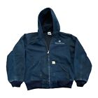Vintage Carhartt Jacket Mens M J131 Black Duck Thermal Lined Hooded Zip