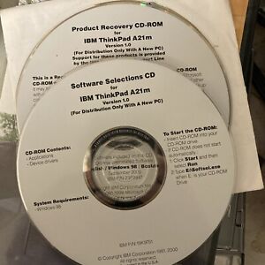 IBM Thinkpad Version 1.0 Software Selection And Product Recovery CDs Factory Reb