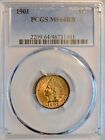 1901 1/1 Rare Snow RPD S1 Indian Head Cent Penny PCGS - MS64RB🎖️