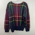 Polo Ralph Lauren Mens 100% Wool Vintage Sweater Medium Thick Colorful Plaid 90s