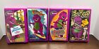 Lot of 4 Barney VHS Tapes Purple Clam Shell Movin and groovin, beach party ++
