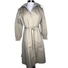 Stormy Weather Women's Trench Coat Size 13/14 Tan Long Sleeve Collar Hood flaw