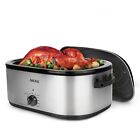 22 Quart Electric Roaster Oven Stainless Steel with Self-Basting Lid, new