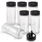 Plastic Spice Jars with Black Cap 6 Pack 5.5 Oz Clear Plastic Bottle Containers