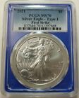 2021 $1 Silver Eagle PCGS Blue Core MS70 First Strike T-1 #41397668