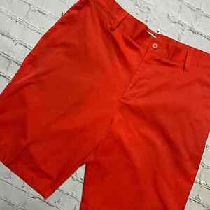 Adidas Golf Mens Size 34 Flat Front Golfing Golf rubber strip Shorts Red
