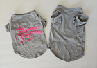Lot of 2 Pet Puppy Kitten Shirt Gray Pink Graphic Mommy's Princess Dog Clothes