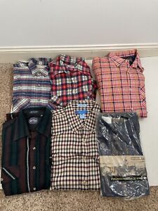 Lot Of 6 Vintage Mens Flannel Shirts M-XL New Deadstock & Used 90s Y2K 80s