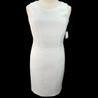 Kasper Sheath Dress For Women Size 12 NWT Vanilla Ice White Embellished Cocktail