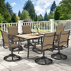 Set of 7 Patio Outdoor Furniture Dining Table Set Swivel Chairs Lawn Garden Yard