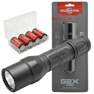 Surefire G2X Pro Flashlight 600 Lumen LED w/ 4 Extra CR123As & Battery Box