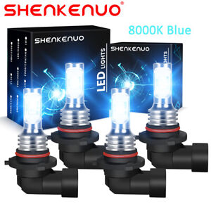 8000K Blue 9005 9006 Front LED Headlights 4x Bulbs High Low Beam Kits 330000lm