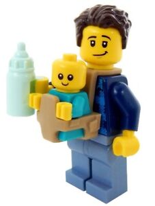 NEW LEGO DAD with Baby in Carrier MINIFIG LOT minifigure city town father figure