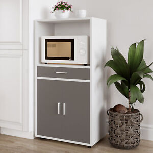 Microwave Stand with Drawer Storage Cabinet Locking Wheels  Kitchen Storage