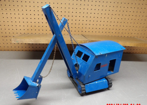 Vintage Structo Toys Steam Shovel Pressed Steel (Blue) with Working Crane Arm
