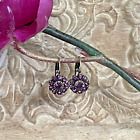 Vintage Liz Palacios Dangle Florette Purple Swarovski Crystal Leverback Earrings