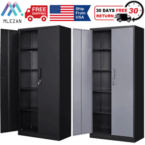 71'' Metal Storage Cabinet 900lb Tall Locking Adjustable Shelves Garage Cabinets