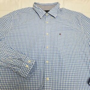 Tommy Hilfiger Men's Striped Shirt Classic Fit Long Sleeve Blue/White Size XL