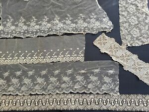Antique Dainty Brussels Lace Trim Sewing Yardage (6) Sections