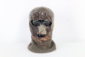 Vintage 90s Streetwear Two Hole Winter Knit Camouflage Hunting Beanie Hat Cap