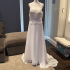 Women’s Elegant White Wedding Dress with Spaghetti Straps Size 14 NWOT
