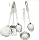 Amco 8796 Stainless Steel 5-Piece Utensil Set, 14 Inch Long Handle