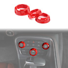3x Center A/C Switch Button Trim Ring Interior for Dodge RAM 1500 2012-2017 Red