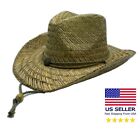 Lifeguard Straw Hat Light Western Cowboy Natural with Adjustable Chin cord