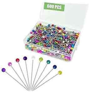 600PCS Sewing Pins Straight Pin for Fabric, Pearlized 600pcs Colorful Head Pins