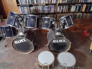 Mapex double base 9 piece mars series drum kit black Maple mapex & reg snare