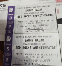 2 tickets  Sammy Hagar and Loverboy Red Rocks Amphitheatre August 11, 2024