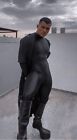 Mens Full Body Black Leotard Jock Zentai Shiny Spandex Suit Bodysuit Small